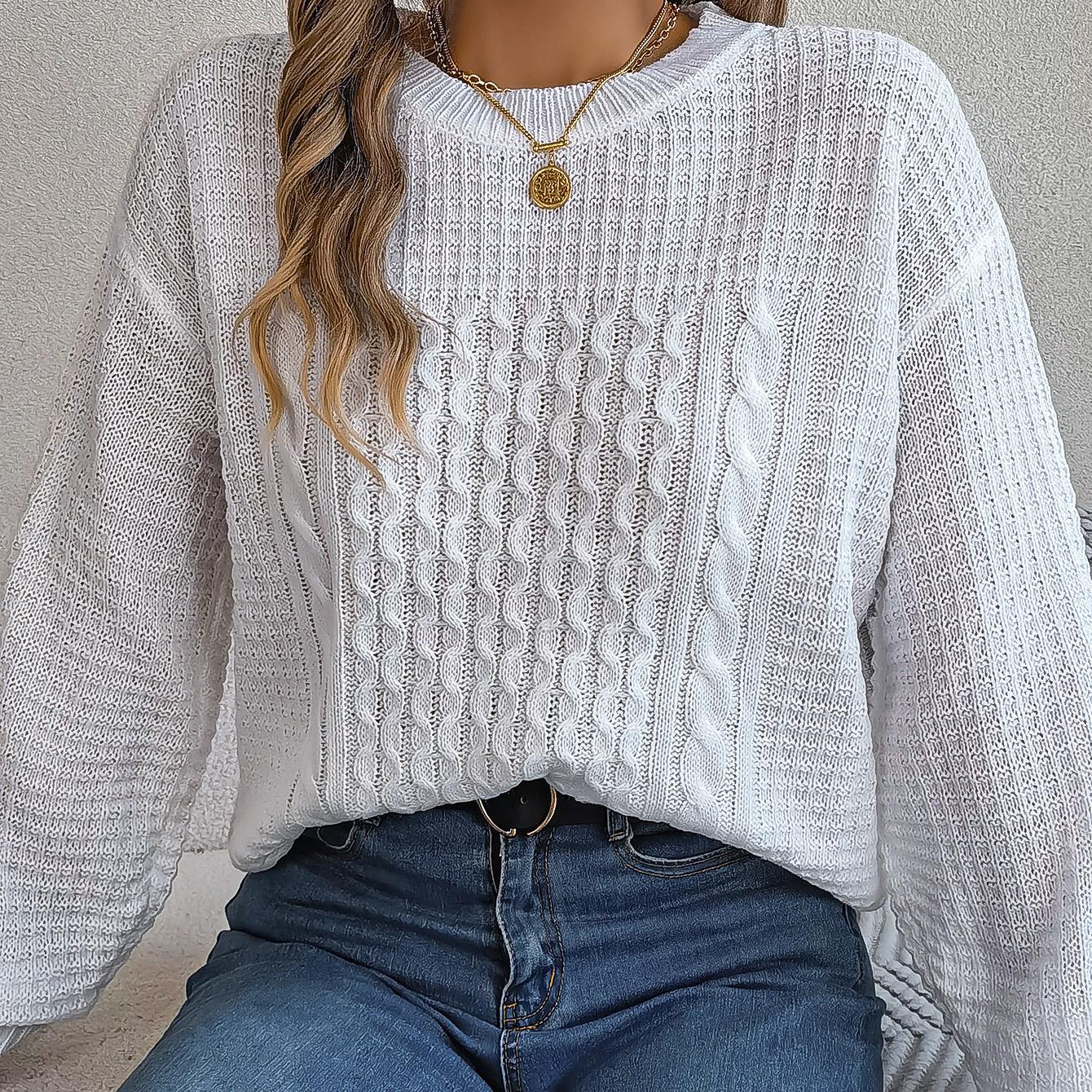 Осінь-зима Вінтажний вільний топ з довгими рукавами Однотонний трикотажний светр з круглим вирізом S білий
Осінь-зима Вінтажний вільний топ з довгими рукавами Однотонний трикотажний светр з круглим вирізом S білий