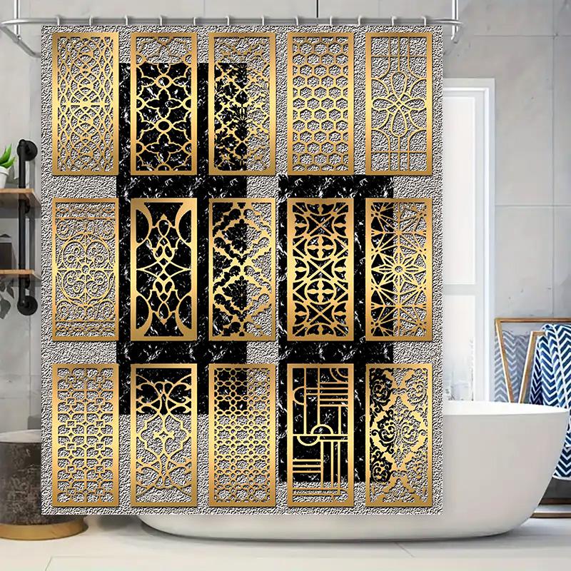 Decorative Shower Curtain Black Gold Geometric Pattern Modern Bath Decor For Home Decoration W60H190(CM)-1 Pcs
Decorative Shower Curtain Black Gold Geometric Pattern Modern Bath Decor For Home Decoration W60H190(CM)-1 Pcs