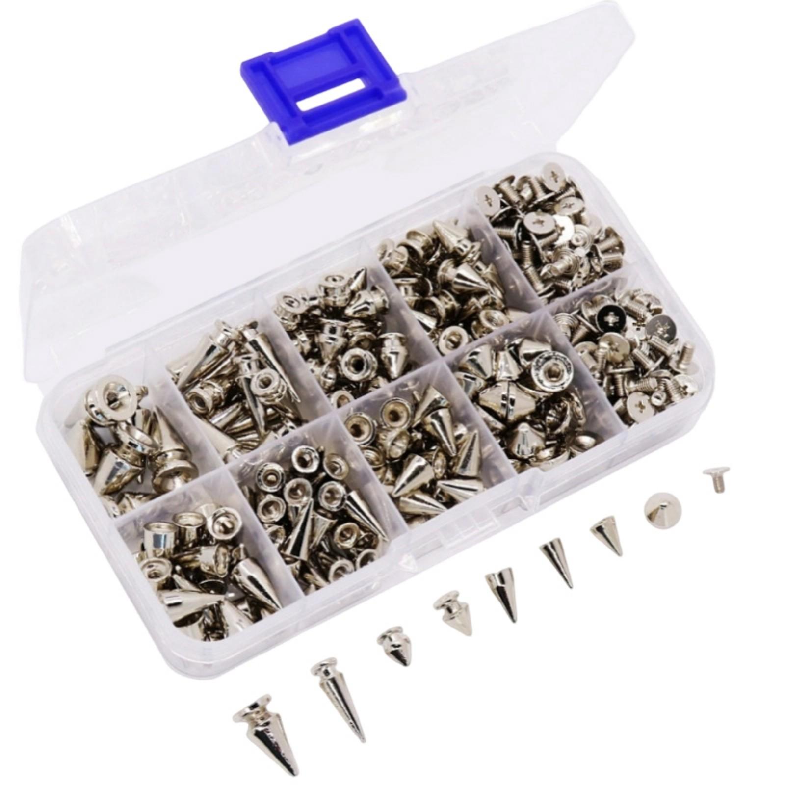 354Pcs Silver Metal Screwback Cone Studs Spikes Rivet Punk Clothes Bag Belt Shoes Clothes Leathercraft Rivets 1
354Pcs Silver Metal Screwback Cone Studs Spikes Rivet Punk Clothes Bag Belt Shoes Clothes Leathercraft Rivets 1