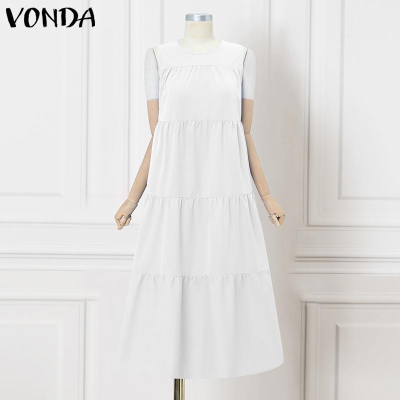 VONDA Women Round Neck Sleeveless Ruffled Casual Swing Pleated Dress M
VONDA Women Round Neck Sleeveless Ruffled Casual Swing Pleated Dress M