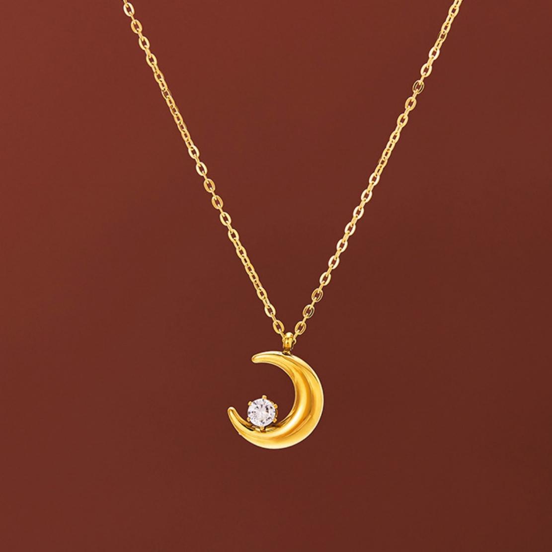 Women Crescent Moon Zircon Pendant Necklace Stainless Steel Gold Color Clavicle Chain Necklace Fashion Exquisite Zircon Gift 40-45 cm
Women Crescent Moon Zircon Pendant Necklace Stainless Steel Gold Color Clavicle Chain Necklace Fashion Exquisite Zircon Gift 40-45 cm