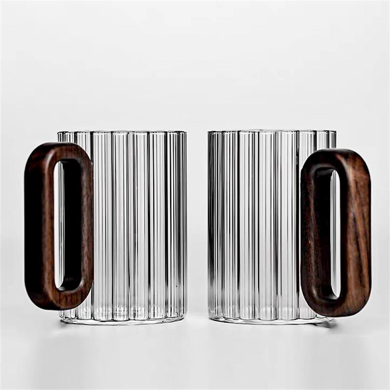 350ml Vertical Stripe High Borosilicate Glass Coffee Mug With Walnut Wooden Handle Heat-Resistant Tea Mug Milk Coffee Cup 1pcs чистый
350ml Vertical Stripe High Borosilicate Glass Coffee Mug With Walnut Wooden Handle Heat-Resistant Tea Mug Milk Coffee Cup 1pcs чистый