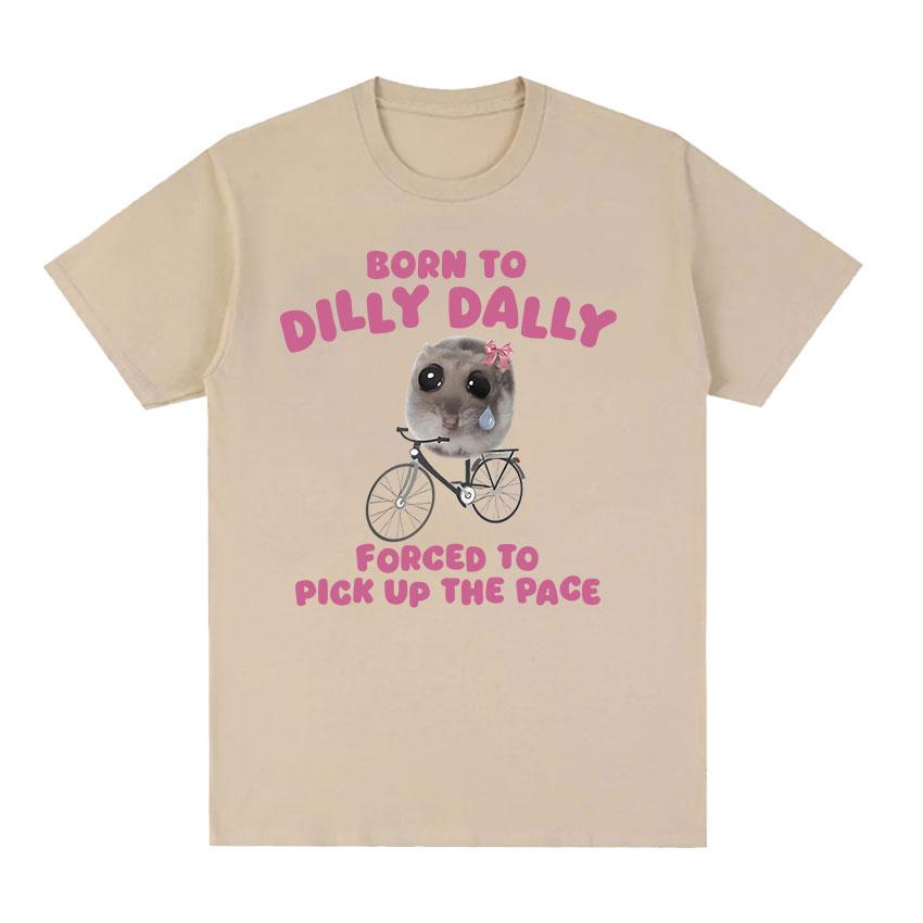 Born To Dilly Dally Sad Hamster Забавные мем-футболки для мужчин и женщин, модная футболка с круглым вырезом и коротким рукавом, повседневная хлопковая футболка большого размера
Born To Dilly Dally Sad Hamster Забавные мем-футболки для мужчин и женщин, модная футболка с круглым вырезом и коротким рукавом, повседневная хлопковая футболка большого размера