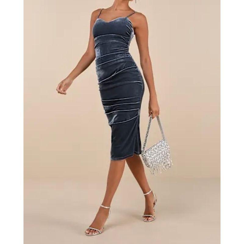 Foreign Trade Lu s Sling V-neck Gold Velvet Slim fit Slimming Pleat Backless Wrap Sheath Gyaru Fashion Dress Blue Gray S
Foreign Trade Lu s Sling V-neck Gold Velvet Slim fit Slimming Pleat Backless Wrap Sheath Gyaru Fashion Dress Blue Gray S