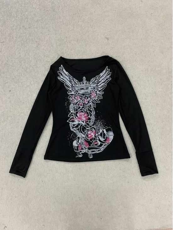 Autumn Retro Street Style Printed Long Sleeve T-shirt for Women Small
Autumn Retro Street Style Printed Long Sleeve T-shirt for Women Small