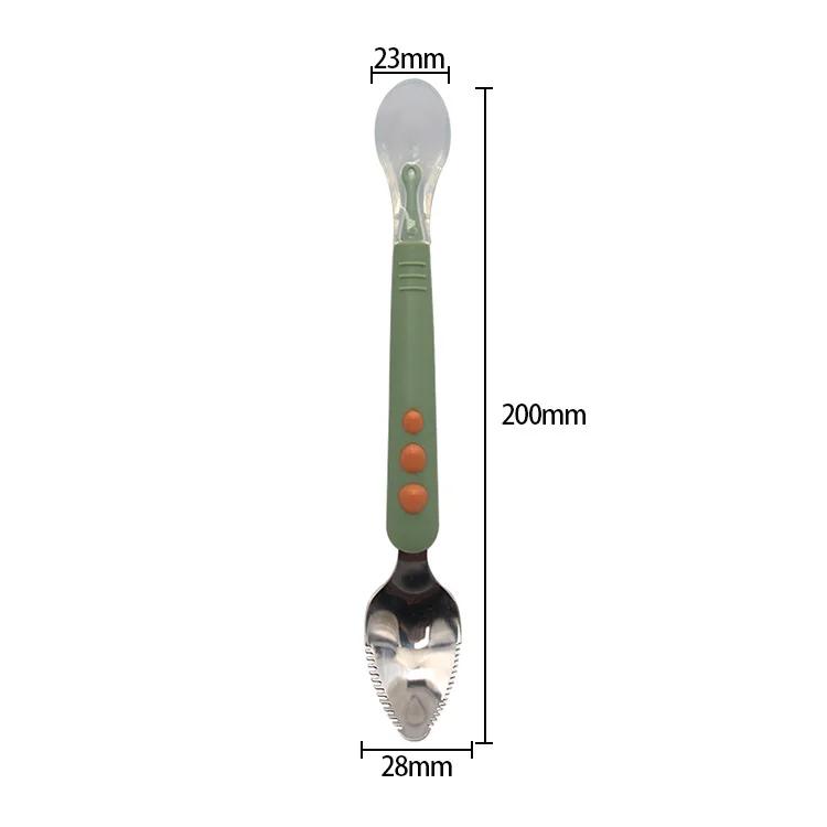 Детская ложка для соскабливания фруктов Ложка для кормления Мягкая силиконовая ложка Двусторонняя столовая посуда из нержавеющей стали Детские гаджеты
Детская ложка для соскабливания фруктов Ложка для кормления Мягкая силиконовая ложка Двусторонняя столовая посуда из нержавеющей стали Детские гаджеты