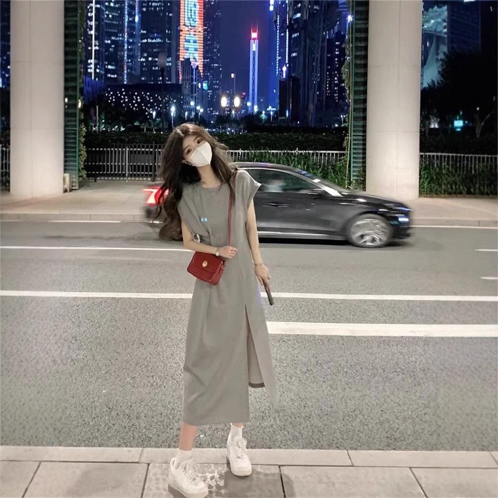 Women s Gray Slit T-Shirt Dress: Summer Slimming Waist-Cinching Short Sleeve Casual Maxi Dress M (Premium)
Women s Gray Slit T-Shirt Dress: Summer Slimming Waist-Cinching Short Sleeve Casual Maxi Dress M (Premium)