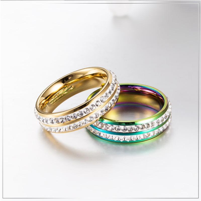 Titanium Steel Rainbow Double Row Diamond Inlaid Ring Rainbow White Diamond Womens Tail Ring Korean Version Womens Ring 9#
Titanium Steel Rainbow Double Row Diamond Inlaid Ring Rainbow White Diamond Womens Tail Ring Korean Version Womens Ring 9#