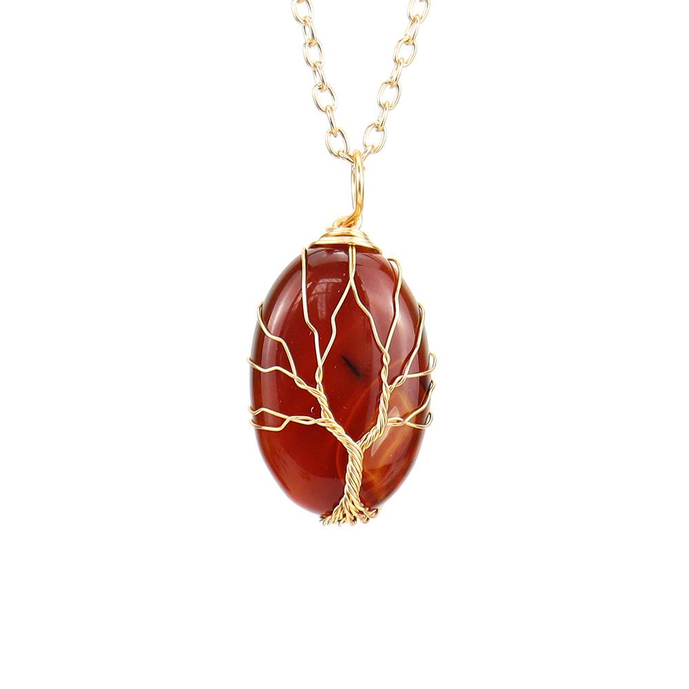 Silk Natural Crystal Rough Stone Egg-Shaped Gold Winding Tree Of Life Pendant Necklace N644
Silk Natural Crystal Rough Stone Egg-Shaped Gold Winding Tree Of Life Pendant Necklace N644