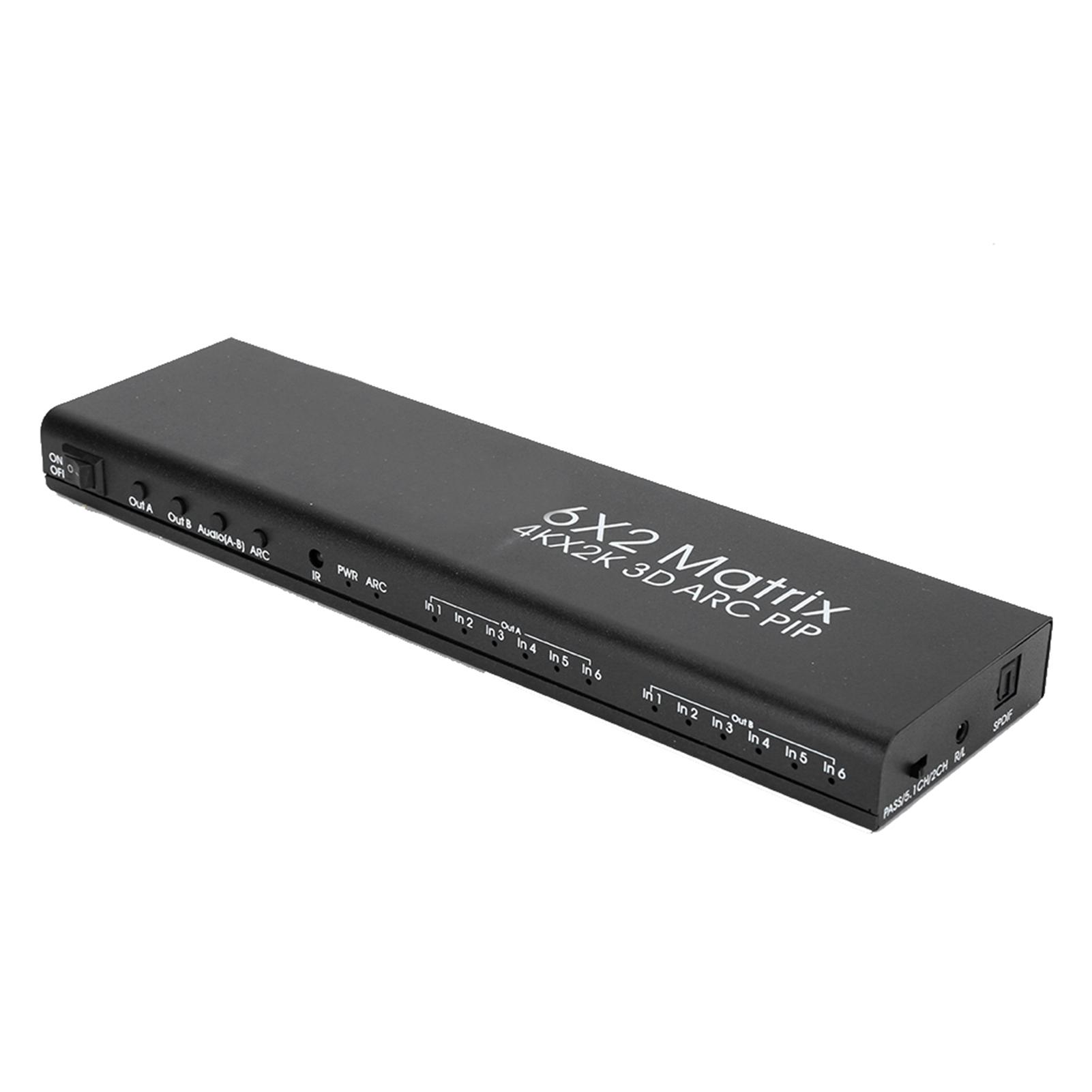 Адаптер матрицы HDMI 6x2 с гибким управлением, поддержка функции PIP ARC 4K30HZ 100‑240VUS US Plug
Адаптер матрицы HDMI 6x2 с гибким управлением, поддержка функции PIP ARC 4K30HZ 100‑240VUS US Plug