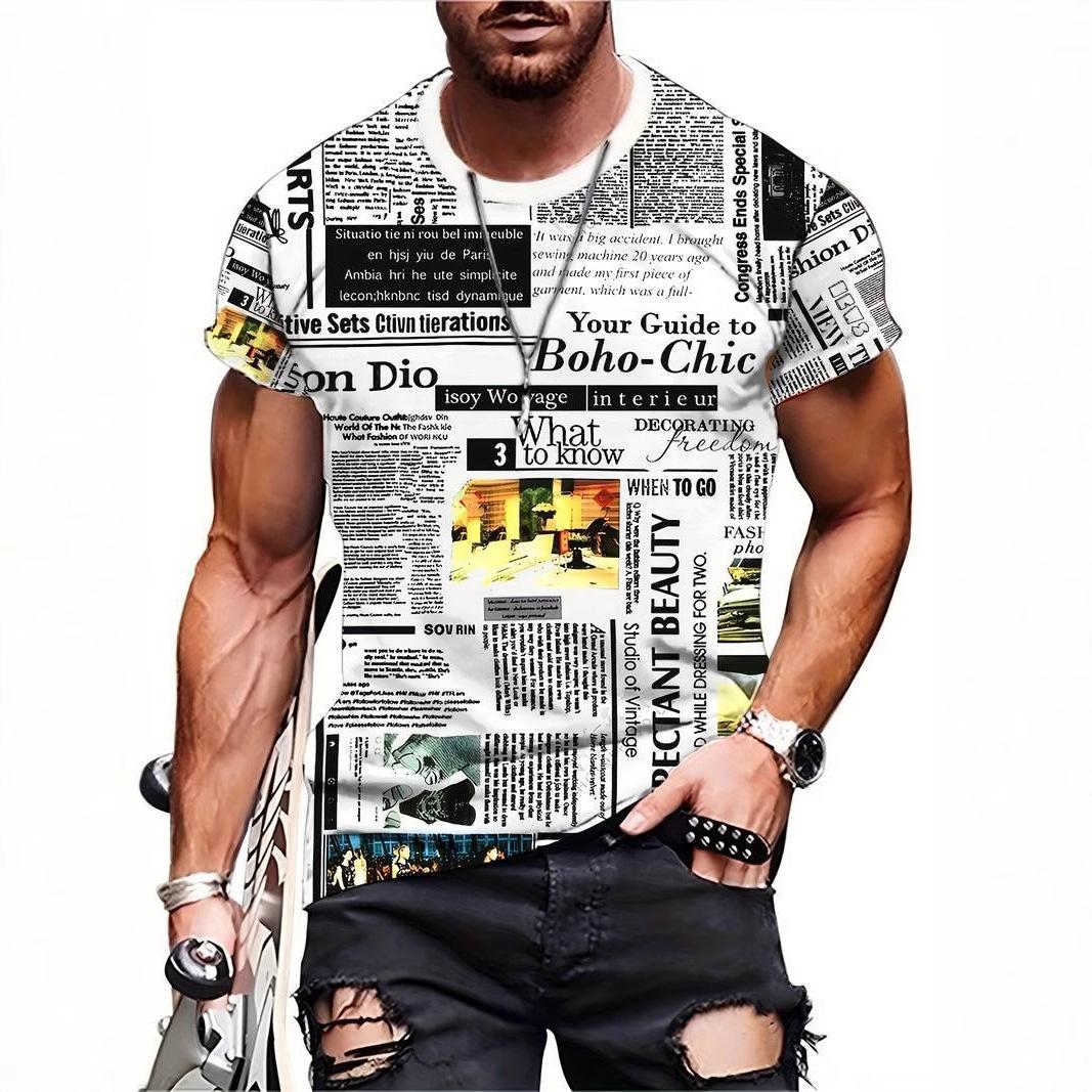 3D Abstract Newspaper Printed Short Sleeved Summer Men s Round Neck Top Men s T-shirts 6XL
3D Abstract Newspaper Printed Short Sleeved Summer Men s Round Neck Top Men s T-shirts 6XL