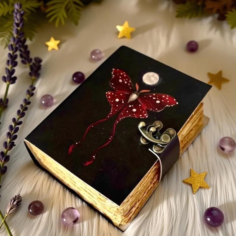 Handmade Leather Journal with Moth & Moon Phases | 5x7” Deckle Edge Paper | 200 Pages | Vintage Witchy Notebook | Boho Aesthetic Diary
Handmade Leather Journal with Moth & Moon Phases | 5x7” Deckle Edge Paper | 200 Pages | Vintage Witchy Notebook | Boho Aesthetic Diary