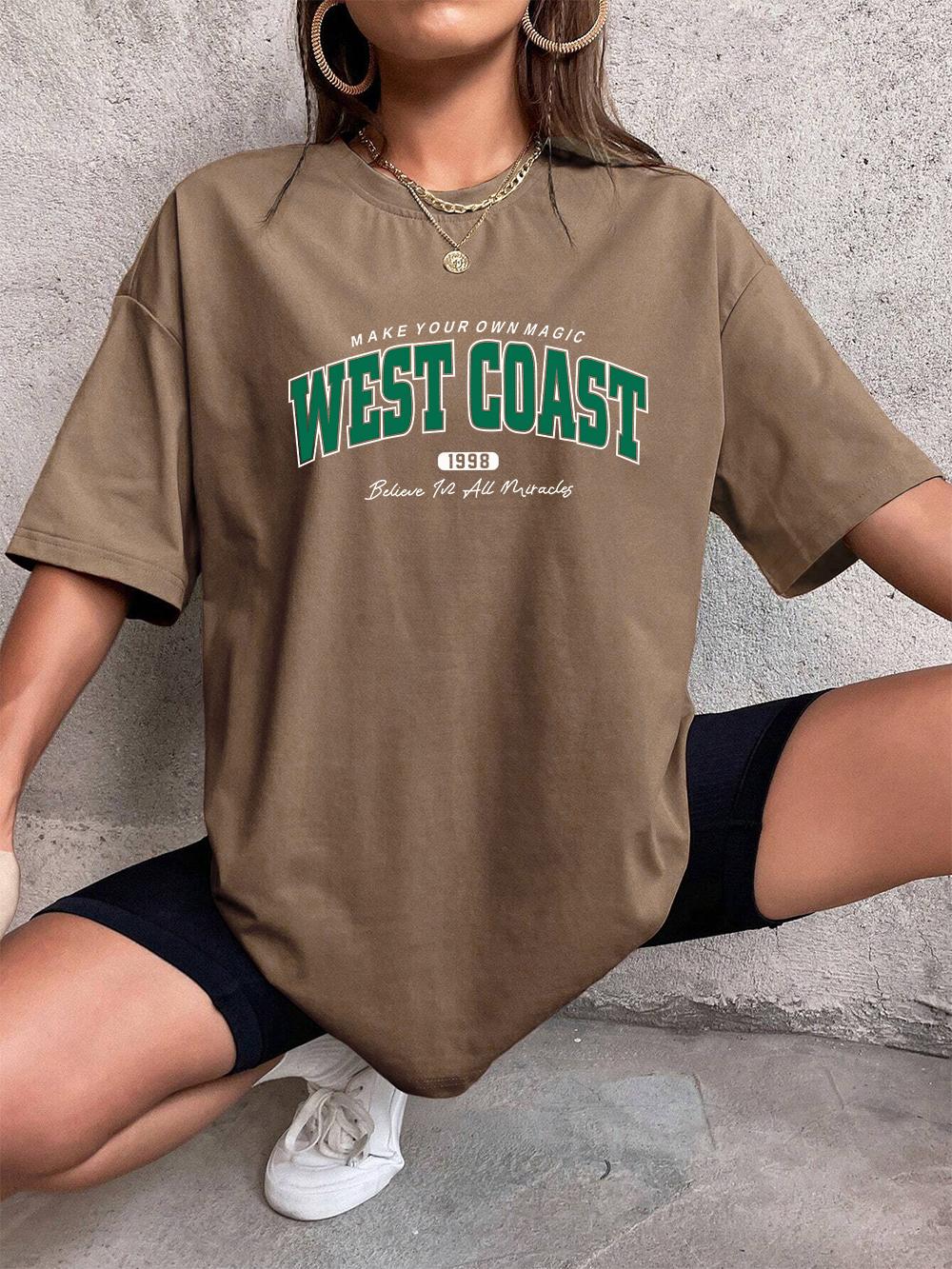 West Coast 1998 Creative Fonts Prints TShirt Women Cotton Summer Short Sleeve Tees Comfortable Soft ONeck Tops Casual Clothes S
West Coast 1998 Creative Fonts Prints TShirt Women Cotton Summer Short Sleeve Tees Comfortable Soft ONeck Tops Casual Clothes S