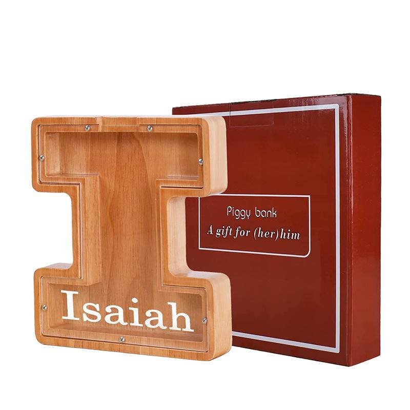Creative Wooden Piggy Bank Twenty-Six Letter Coin Money Saving Box Storage Customized Name Wood DIY Letter Kids Money Bank Gift
Creative Wooden Piggy Bank Twenty-Six Letter Coin Money Saving Box Storage Customized Name Wood DIY Letter Kids Money Bank Gift