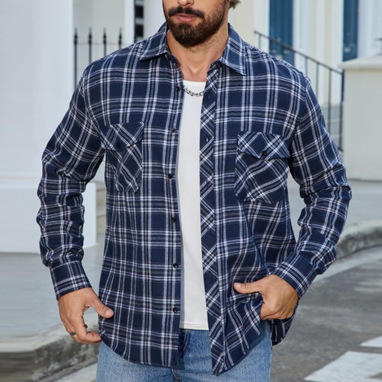 Мужская повседневная модная клетчатая рубашка с длинным рукавом, мужская рубашка на пуговицах с карманом XL тёмно-синий
Мужская повседневная модная клетчатая рубашка с длинным рукавом, мужская рубашка на пуговицах с карманом XL тёмно-синий