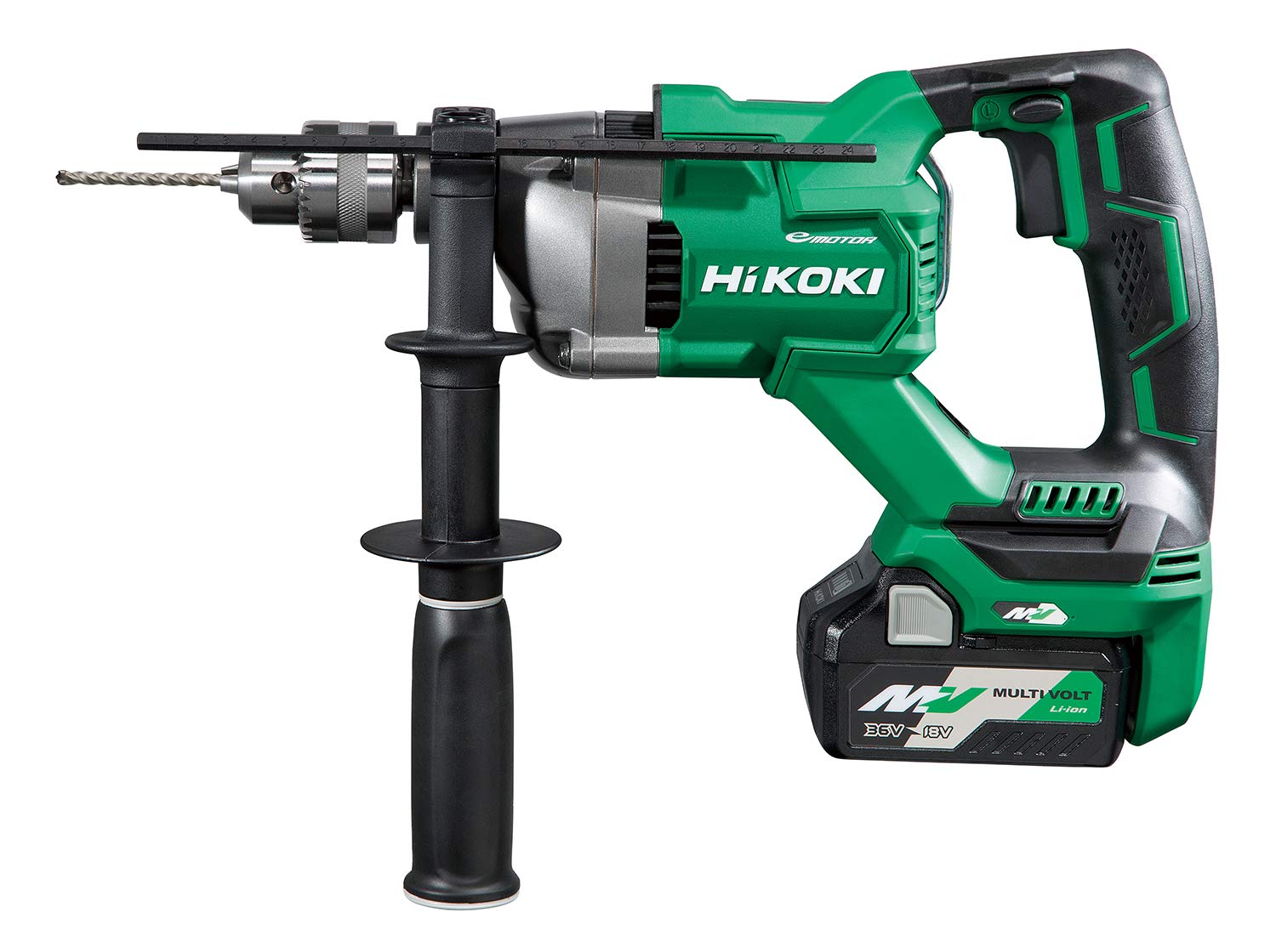 HiKOKI 36V Cordless Vibrating Drill Chuck Type with Includes 2 and Case Drill, D-type Handle, Key, Batteries, Charger, DV3620DA(2XP)
HiKOKI 36V Cordless Vibrating Drill Chuck Type with Includes 2 and Case Drill, D-type Handle, Key, Batteries, Charger, DV3620DA(2XP)