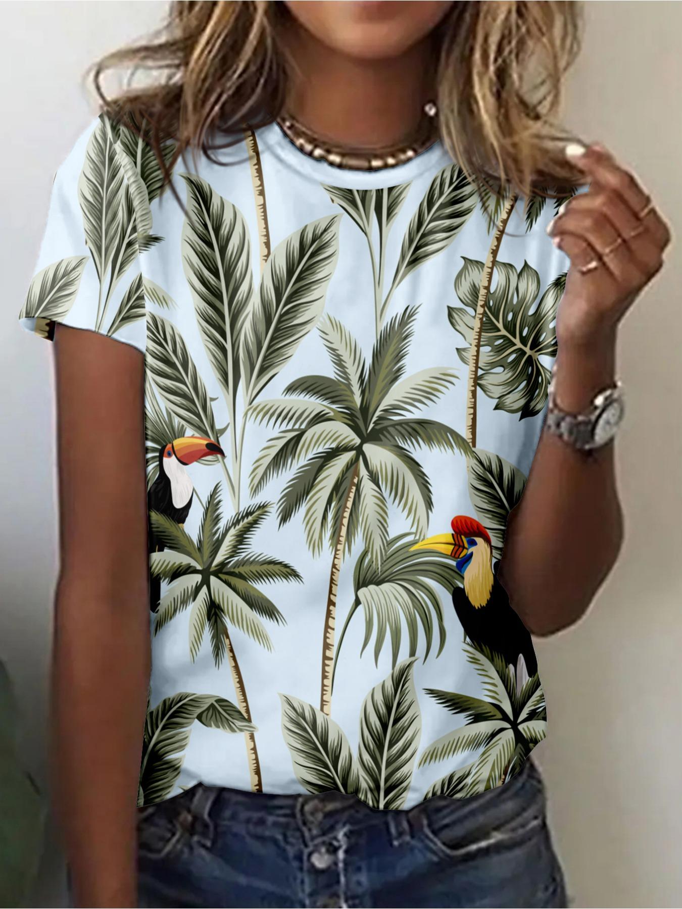 Exotic Jungle Print Design Light Blue Tropical Women s Tee - Toucan & Palm Leaf Graphic for Casual Daily Wear 6XL
Exotic Jungle Print Design Light Blue Tropical Women s Tee - Toucan & Palm Leaf Graphic for Casual Daily Wear 6XL