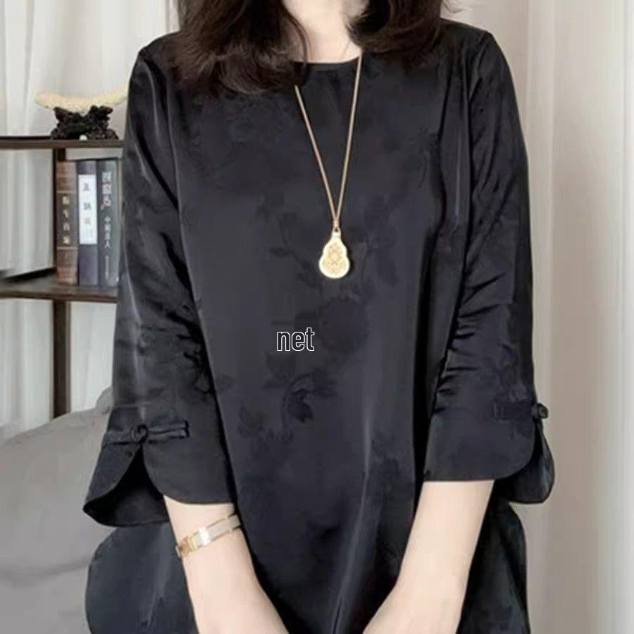 Chinese Style Embroidered Floral Mid-Sleeve Top with Frog Buttons - Plus Size Women’s Spring/Summer Pullover L чорний
Chinese Style Embroidered Floral Mid-Sleeve Top with Frog Buttons - Plus Size Women’s Spring/Summer Pullover L чорний
