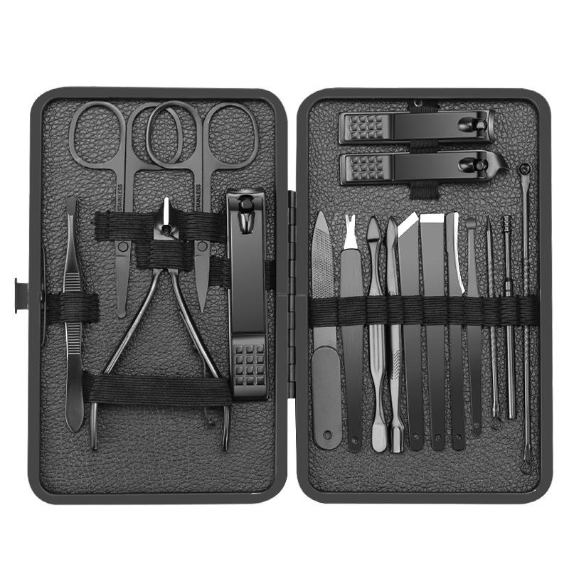 In Stock 18-Piece Black Stainless Steel Manicure Set with Clippers and Cuticle Nipper Black King 7-Piece Set (Double Sharpened)
In Stock 18-Piece Black Stainless Steel Manicure Set with Clippers and Cuticle Nipper Black King 7-Piece Set (Double Sharpened)