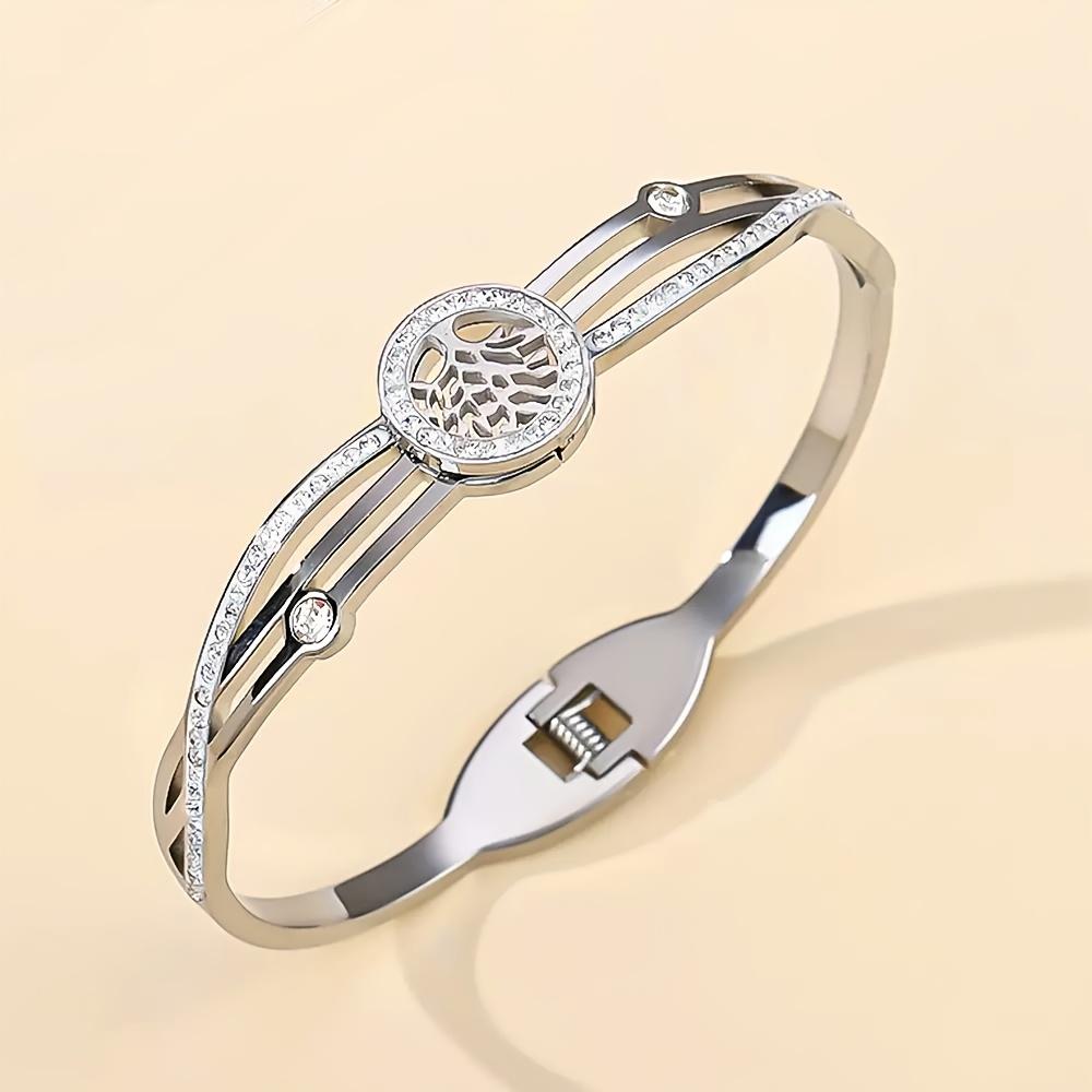 Elegant Life Tree Design Stainless Steel Bracelet with Sparkling Rhinestones - Bohemian Style, Perfect Gift for Women, Girlfriend, or Wife, Daily Wear
Elegant Life Tree Design Stainless Steel Bracelet with Sparkling Rhinestones - Bohemian Style, Perfect Gift for Women, Girlfriend, or Wife, Daily Wear