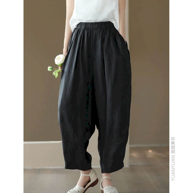 Cotton Linen Pants Solid Elastic Waist Loose Casual Baggy Pants Vintage Korean Fashion Trousers Lantern Pants Women Clothing 2XL чорний
Cotton Linen Pants Solid Elastic Waist Loose Casual Baggy Pants Vintage Korean Fashion Trousers Lantern Pants Women Clothing 2XL чорний