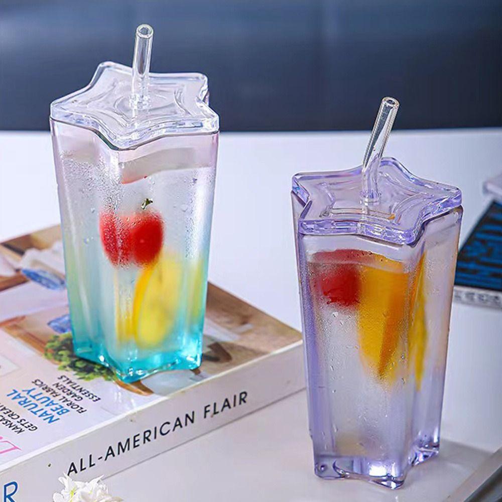 with Lid and Straw Pentagram Glass Straw Cup Transparent Dream Starry Sky Cup Gift Cold Drink Cup
with Lid and Straw Pentagram Glass Straw Cup Transparent Dream Starry Sky Cup Gift Cold Drink Cup