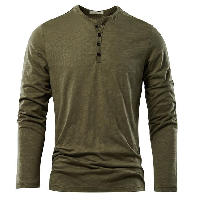 Henery Neck Long Sleeve T Shirt For Men Solid Spring Casual Mens T-shirts High Quality Male Tops Classic Clothes Men s T-shirts XXL армія зелений колір
Henery Neck Long Sleeve T Shirt For Men Solid Spring Casual Mens T-shirts High Quality Male Tops Classic Clothes Men s T-shirts XXL армія зелений колір