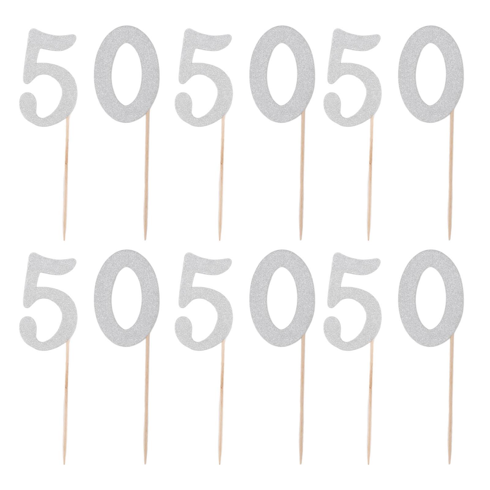 50 Set 50 Cupcake Topper Silver Glitter Practical 50th Cupcake Toppers Happy Birthday Cake Topper for Anniversary
50 Set 50 Cupcake Topper Silver Glitter Practical 50th Cupcake Toppers Happy Birthday Cake Topper for Anniversary