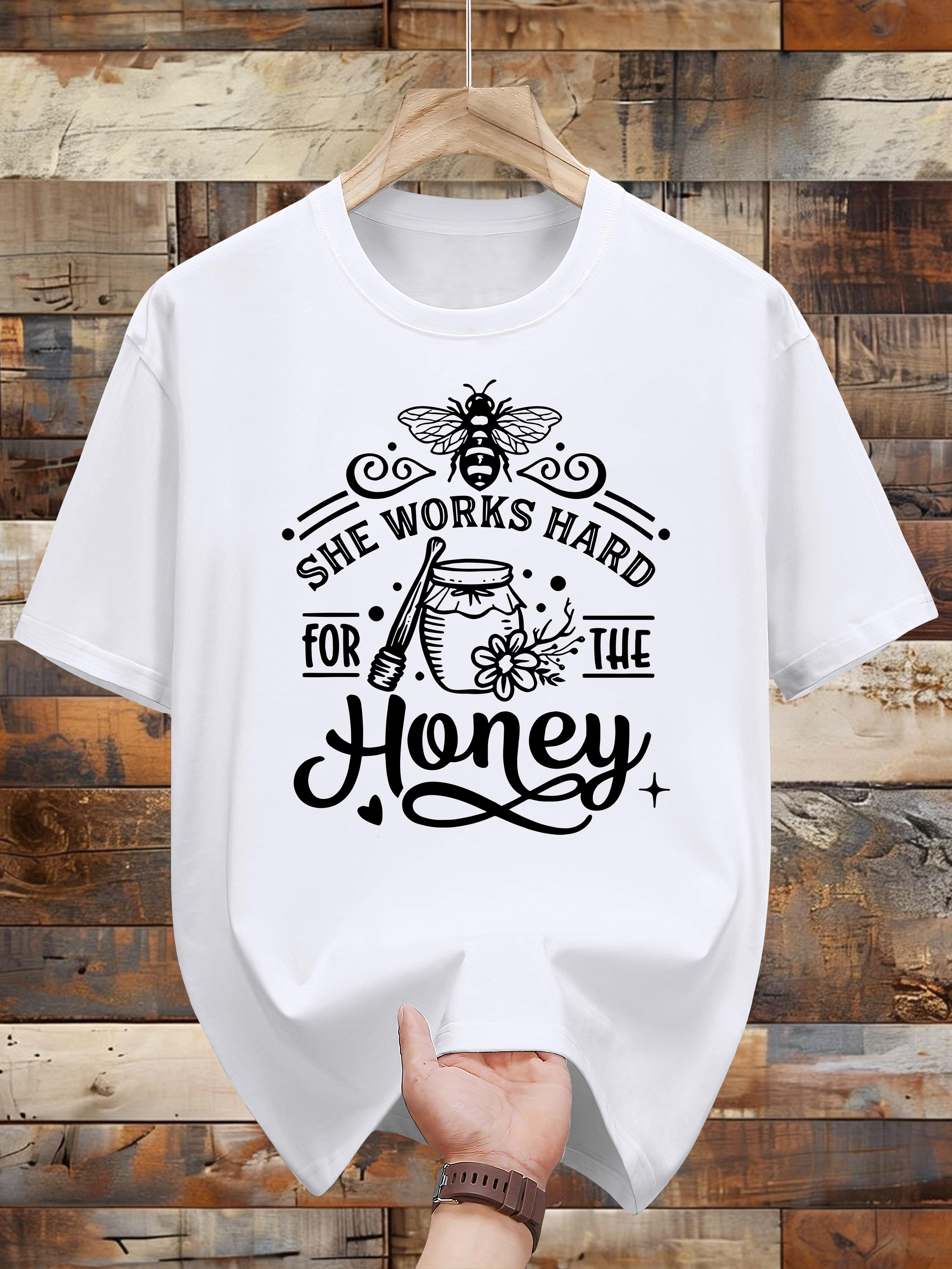 200g 100% Cotton Casual T-shirt - She Works Hard for the Honey Design with Bee & Honeycomb Illustration XL
200g 100% Cotton Casual T-shirt - She Works Hard for the Honey Design with Bee & Honeycomb Illustration XL