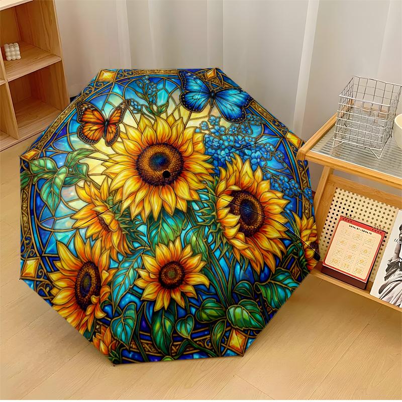 Stained Glass Sunflower Bees Printed umbrella windproof folding umbrella portable sun and rain umbrella suitable for gifting
Stained Glass Sunflower Bees Printed umbrella windproof folding umbrella portable sun and rain umbrella suitable for gifting
