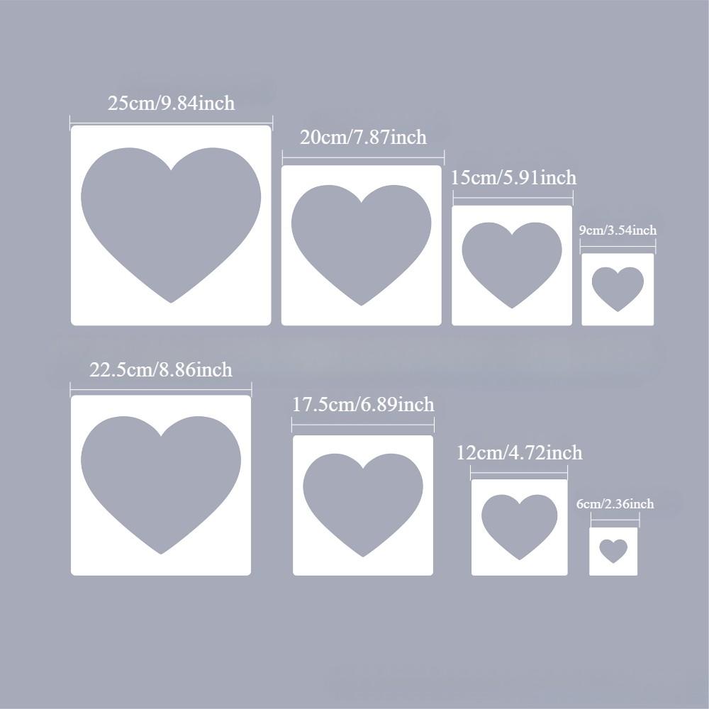8pcs Heart Shaped Painting Templates DIY Spray Painting Hollow Wall Painting Stencil Drawing Tools Scrapbook Making Molds
8pcs Heart Shaped Painting Templates DIY Spray Painting Hollow Wall Painting Stencil Drawing Tools Scrapbook Making Molds