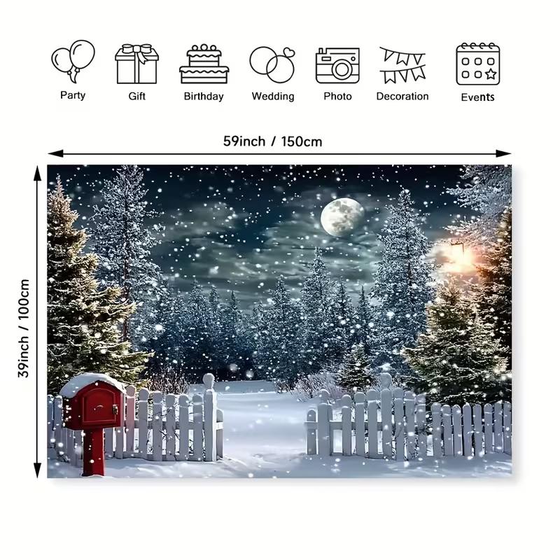 2D Christmas Backdrop, Winter Night Snowy Forest Scene with Moon & Mailbox for Holiday Party Decoration 47.2x31.5inch/120*80cm
2D Christmas Backdrop, Winter Night Snowy Forest Scene with Moon & Mailbox for Holiday Party Decoration 47.2x31.5inch/120*80cm