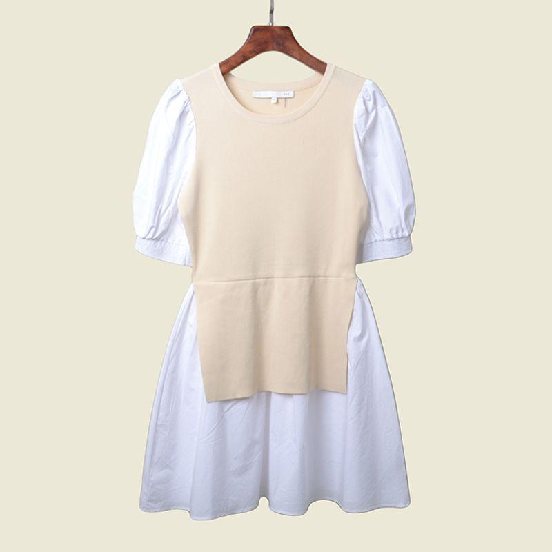 French Style Puff Sleeves Half Sleeve False Two-Piece Suit Spring New Arrival Sweet Versatile Split Pleated Knitting Dress Women Apricot M
French Style Puff Sleeves Half Sleeve False Two-Piece Suit Spring New Arrival Sweet Versatile Split Pleated Knitting Dress Women Apricot M