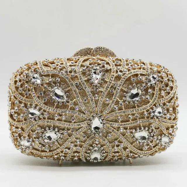Boutique De FGG Elegant Women Gold Crystal Clutch Evening Purses and Handbags Bridal Wedding Party Minaudiere Rhinestone Bags
Boutique De FGG Elegant Women Gold Crystal Clutch Evening Purses and Handbags Bridal Wedding Party Minaudiere Rhinestone Bags