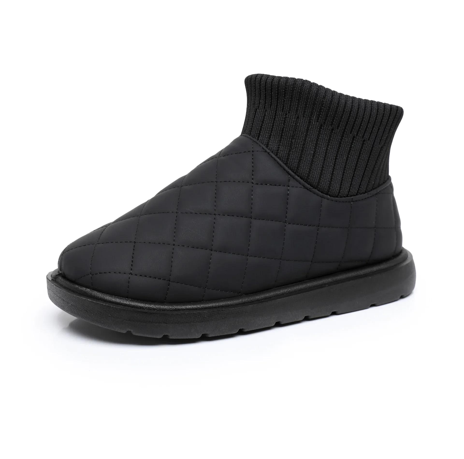 Модные новые зимние сапоги 2024 года, зимние женские туфли на толстой подошве с бархатной теплой хлопковой обувью, эластичные короткие носки, модные сапоги 36