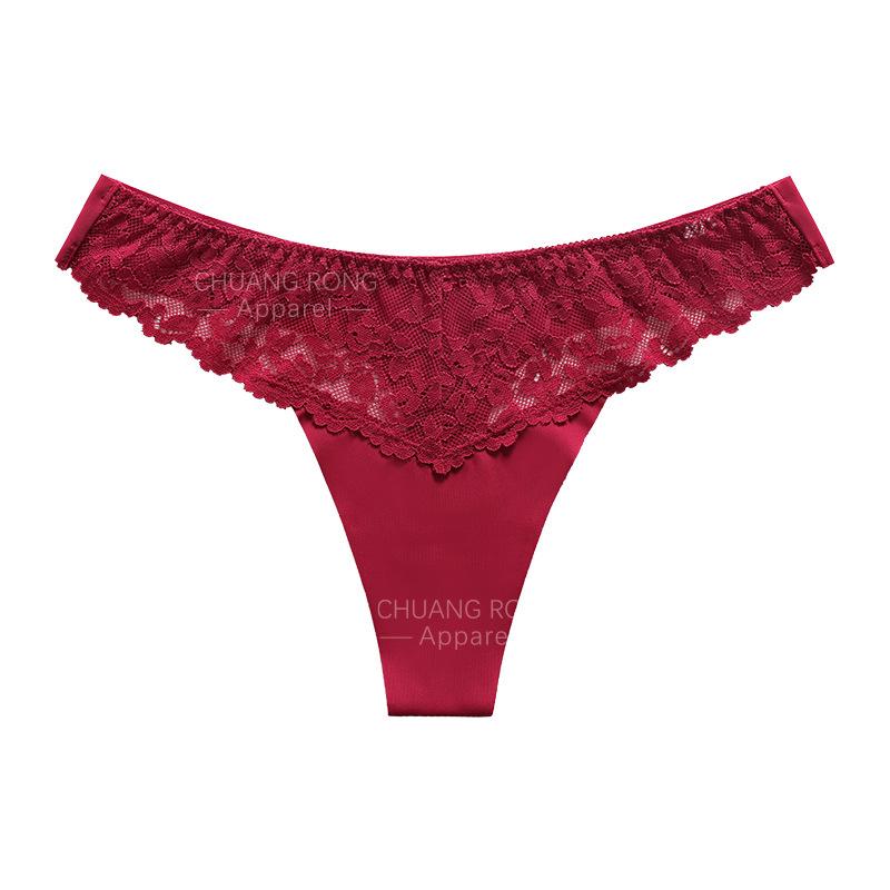 Summer seamless ice silk panties female sexy lace stitching low waist breathable sports large size thong XL вина червоного кольору
Summer seamless ice silk panties female sexy lace stitching low waist breathable sports large size thong XL вина червоного кольору