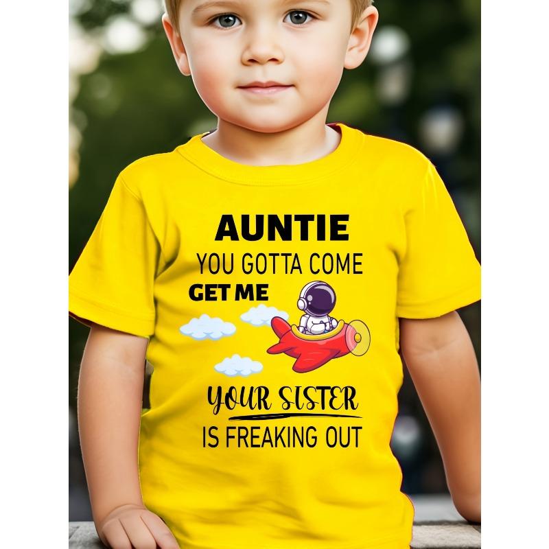 European sizes Boys AUNTIE YOU GOTTA COME GET ME Letter Airplane Cloud Print Cartoon Casual Comfort T-Shirt, Suitable for Daily Wear 98cm
European sizes Boys AUNTIE YOU GOTTA COME GET ME Letter Airplane Cloud Print Cartoon Casual Comfort T-Shirt, Suitable for Daily Wear 98cm