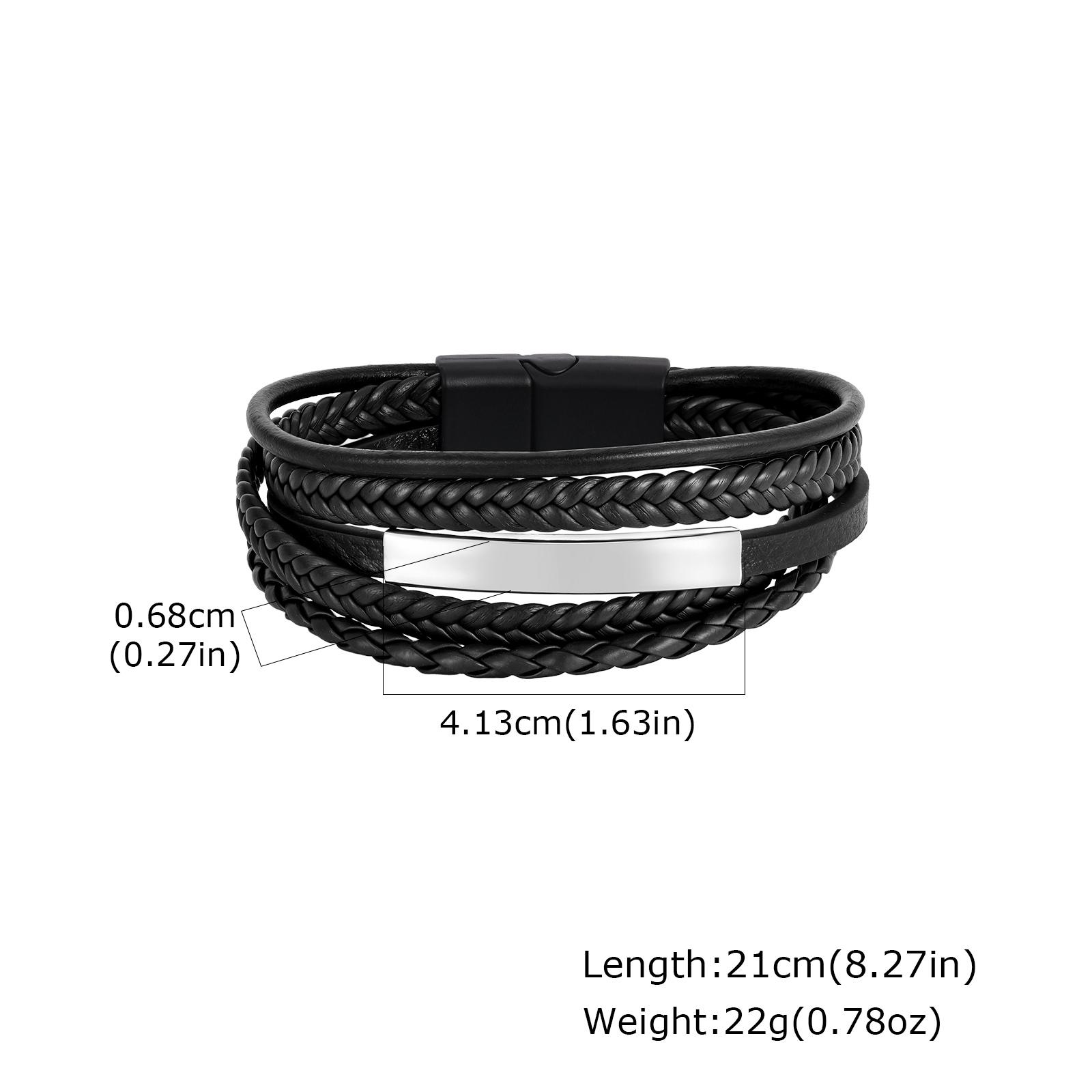 Vnox Free Engraving Men s Bracelet, Multilayer Leather Stainless Steel Long Bar Charm Wristband, Brown Black Braided Jewelry New Blank
Vnox Free Engraving Men s Bracelet, Multilayer Leather Stainless Steel Long Bar Charm Wristband, Brown Black Braided Jewelry New Blank