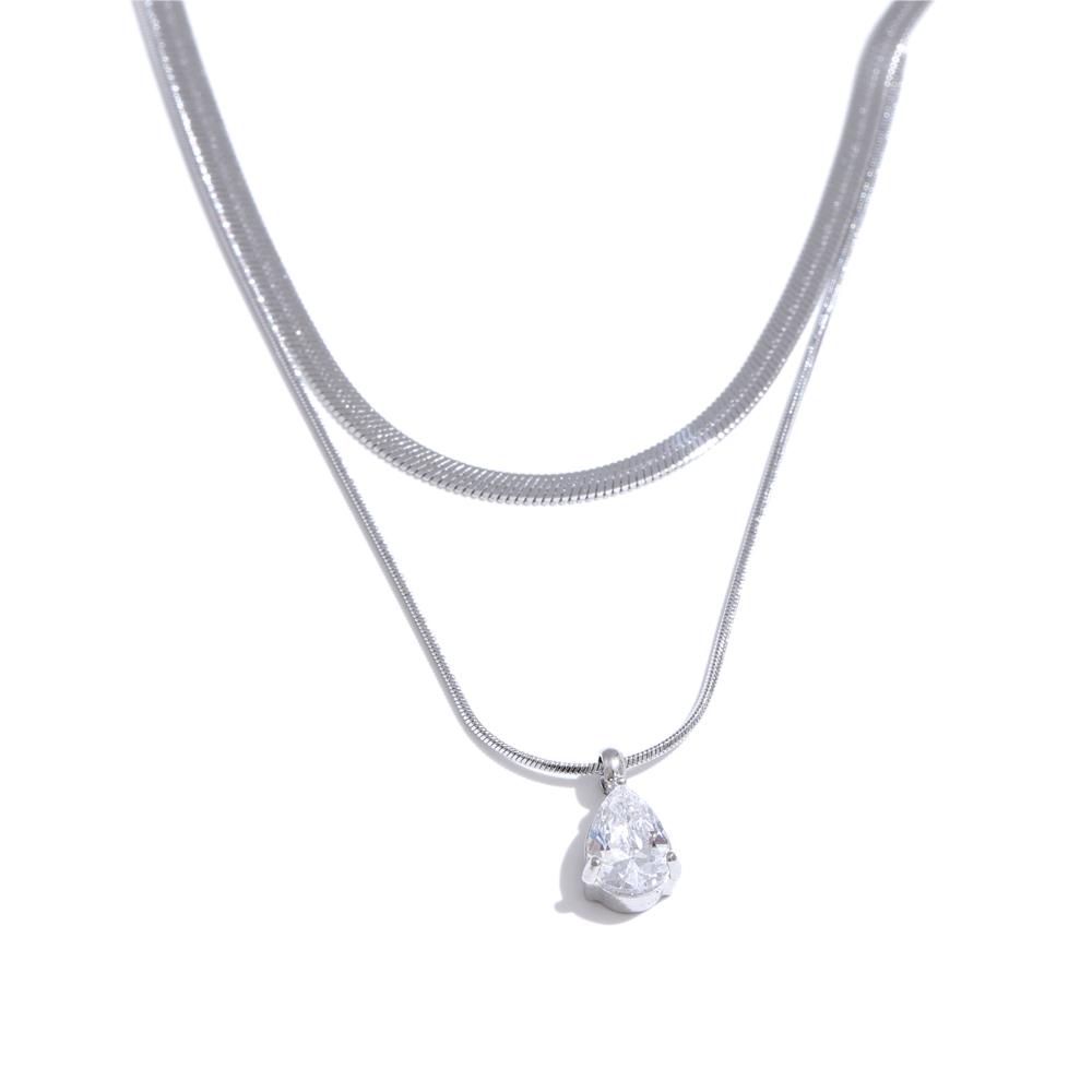 Yhpup Popular Stainless Steel Double Layer Snake Chain Stacking Necklace Pendant Water Drop Zirconia Collar Jewelry Party Gift
Yhpup Popular Stainless Steel Double Layer Snake Chain Stacking Necklace Pendant Water Drop Zirconia Collar Jewelry Party Gift