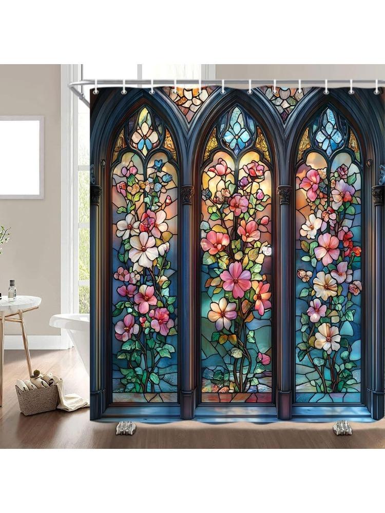 Abstract Stained Glass Shower Curtain Vintage Arched Window Boho Plant Pink Flower Leaves Royal Style Bathroom Decor Curtains 90x180CM
Abstract Stained Glass Shower Curtain Vintage Arched Window Boho Plant Pink Flower Leaves Royal Style Bathroom Decor Curtains 90x180CM