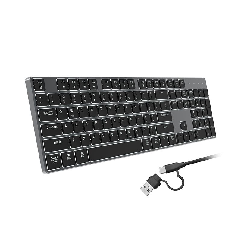 Ultra-Thin Aluminum Alloy Mute Keyboard Typec Wired USB Notebook Desktop Computer General Luminous Office For Home Space Grey
Ultra-Thin Aluminum Alloy Mute Keyboard Typec Wired USB Notebook Desktop Computer General Luminous Office For Home Space Grey