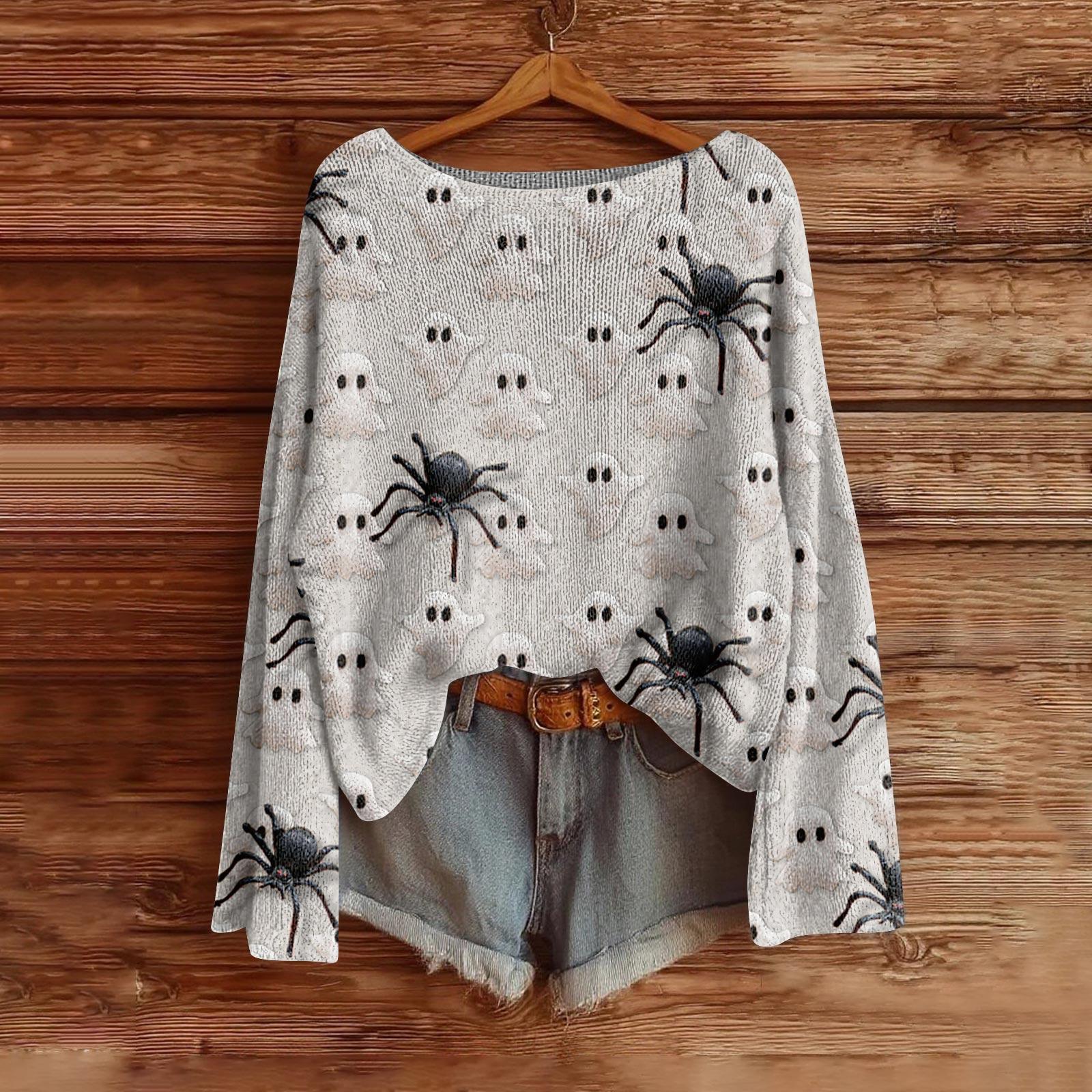 Женский модный свитер с длинным рукавом и принтом на Хэллоуин M чёрный
Женский модный свитер с длинным рукавом и принтом на Хэллоуин M чёрный