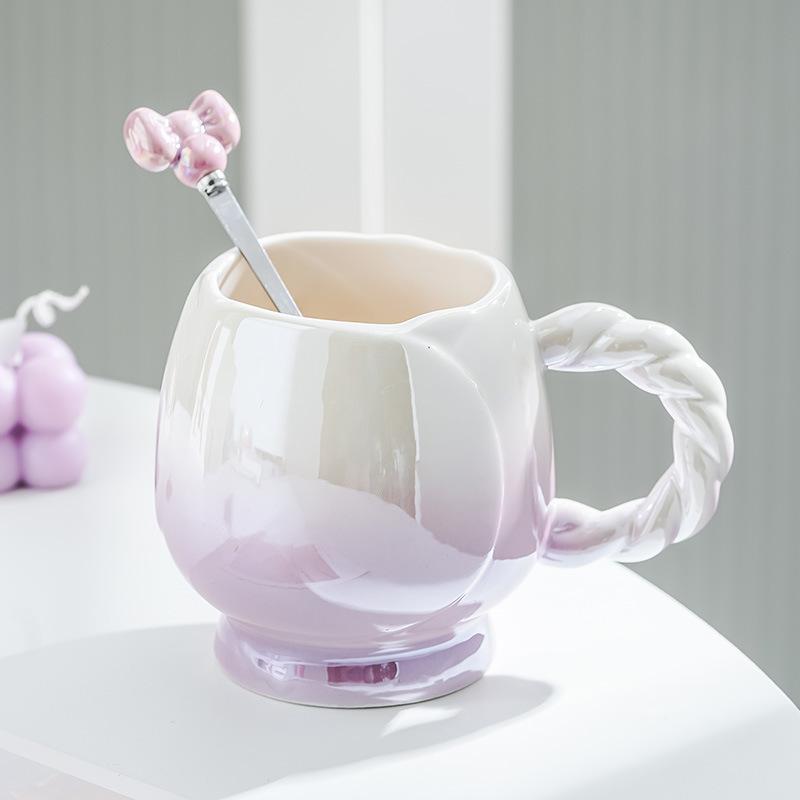 Кружка Цветок Высококачественная Керамическая Чашка Бытовая Чашка для Кофе Завтрака Чашка для Воды Подарок на День Рождения Девочки Сувенир 301-400ml