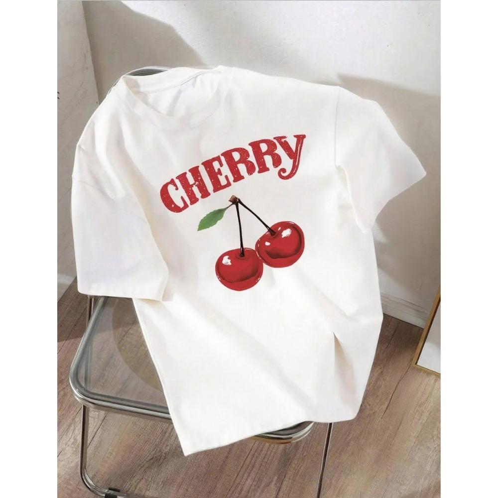Cherry Print Women Fashion T-Shirt O-Neck Tops Tees Floral Graphic Short Sleeve Clothing Female Casual Streetwear M
Cherry Print Women Fashion T-Shirt O-Neck Tops Tees Floral Graphic Short Sleeve Clothing Female Casual Streetwear M