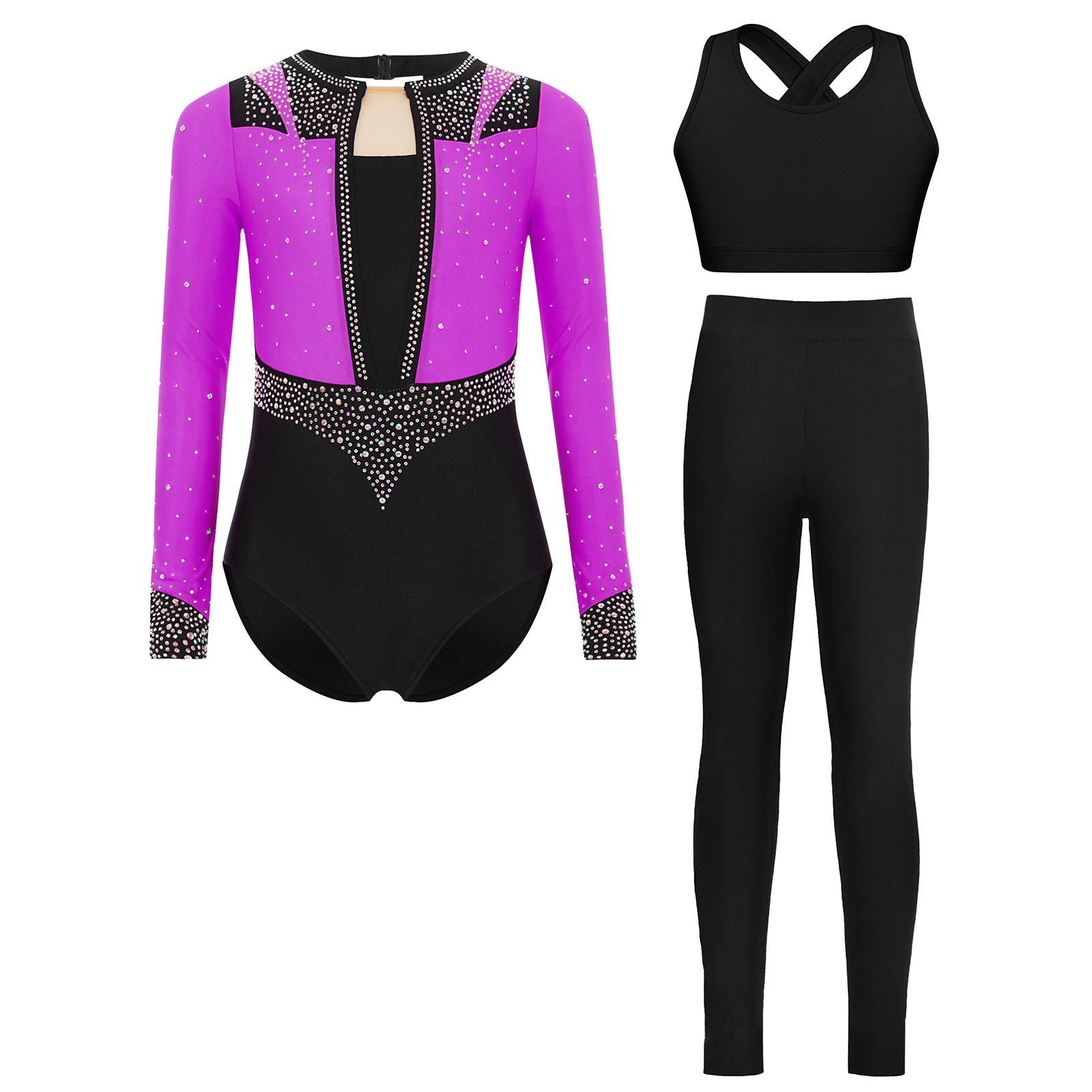 Girls Rhinestone Leotard Long Sleeve Keyhole Back Color Block Patchwork Cross Cutout Vest Leggings Set 5-6 Years фіолетовий
Girls Rhinestone Leotard Long Sleeve Keyhole Back Color Block Patchwork Cross Cutout Vest Leggings Set 5-6 Years фіолетовий