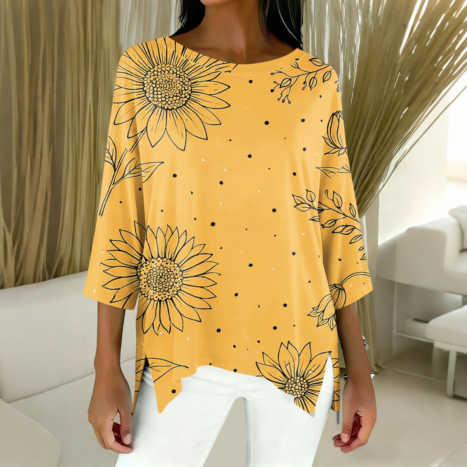 Women’s Loose Fit Three Quarter Sleeve Floral Print Top with Asymmetrical Hem Casual Lightweight Blouse Shirt for Daily Wear XL жовтий
Women’s Loose Fit Three Quarter Sleeve Floral Print Top with Asymmetrical Hem Casual Lightweight Blouse Shirt for Daily Wear XL жовтий