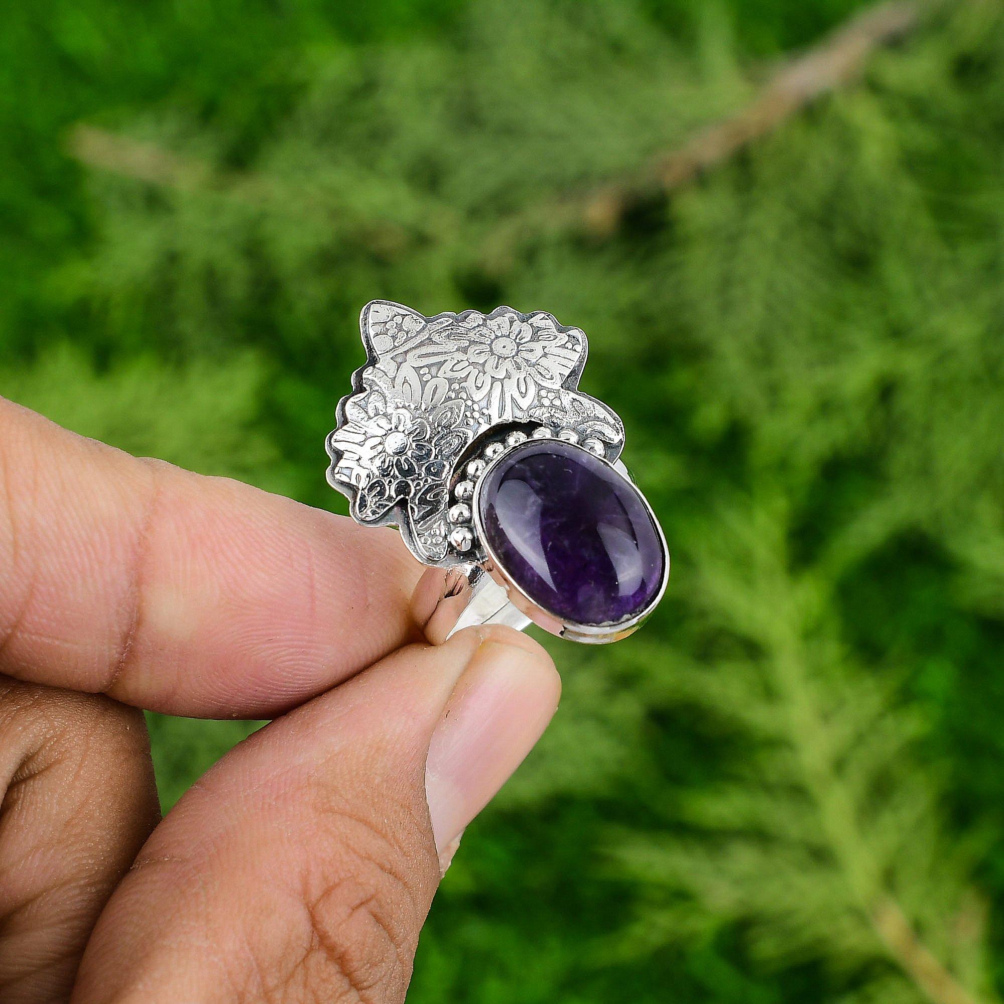 Oval African Amethyst Stone Artisan Bezel Statement Ring Jewelry Sterling Silver Adjustable
Oval African Amethyst Stone Artisan Bezel Statement Ring Jewelry Sterling Silver Adjustable