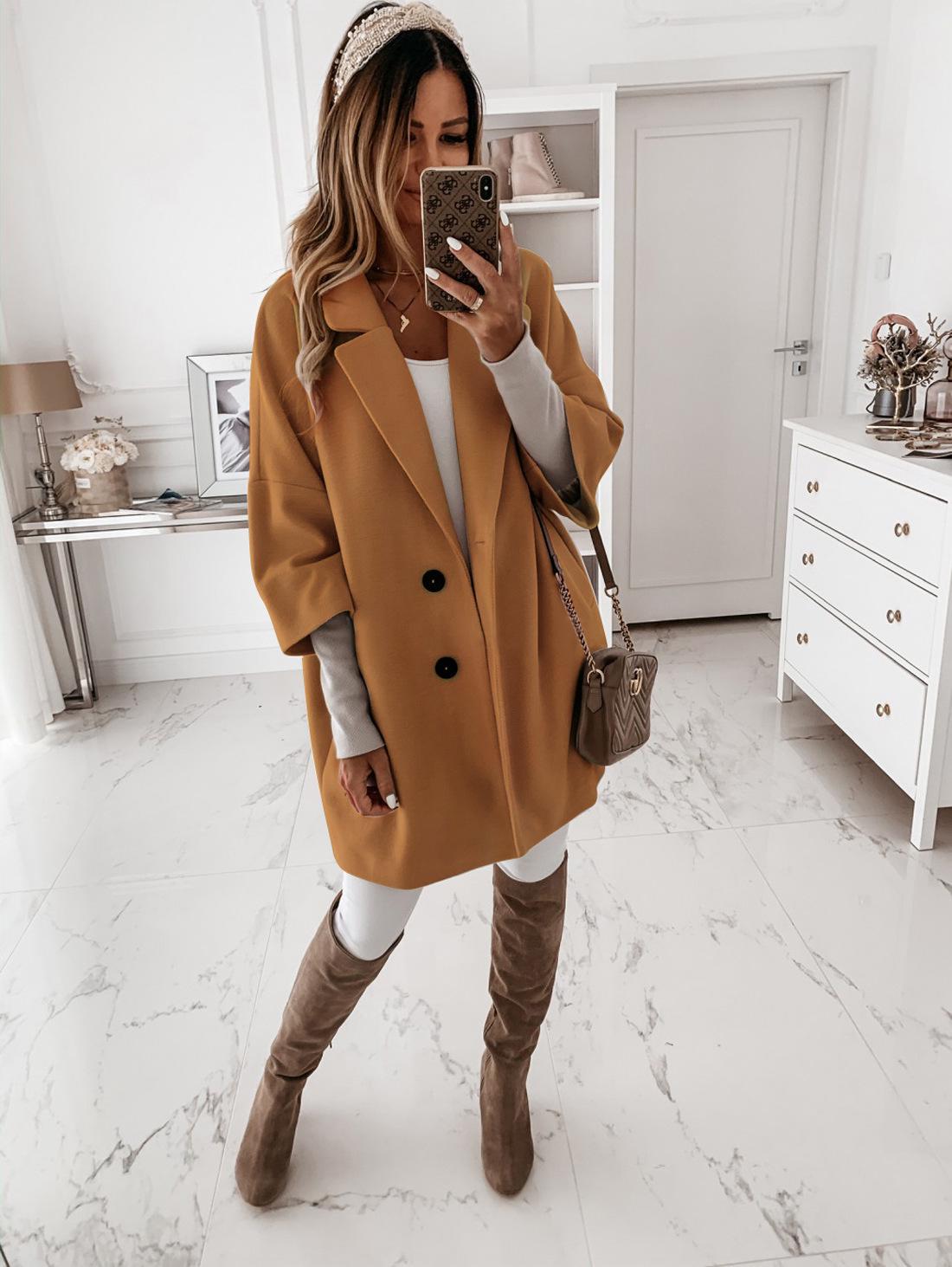 Jinhan Autumn/Winter Seven-Sleeve Button Lapel Wool Blend Outerwear with Pockets - Free Shipping Extra Extra Large хакі
Jinhan Autumn/Winter Seven-Sleeve Button Lapel Wool Blend Outerwear with Pockets - Free Shipping Extra Extra Large хакі