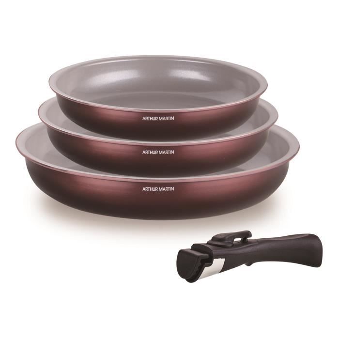 Set de 3 poêles - ARTHUR MARTIN - AM8866 - Tous feux dont induction - 20/24/28 cm + 1 poignée - Aluminium - Revêtement céramique
Set de 3 poêles - ARTHUR MARTIN - AM8866 - Tous feux dont induction - 20/24/28 cm + 1 poignée - Aluminium - Revêtement céramique