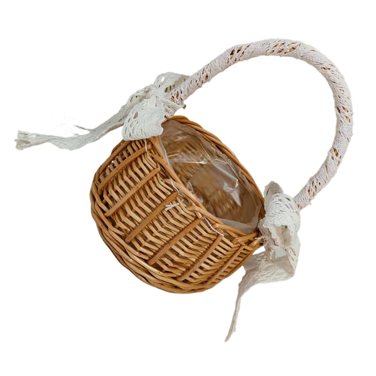 Handmade Flower Girl Basket With Lace Bow For Wedding Ceremony Wicker Basket With Handle Mini Basket
Handmade Flower Girl Basket With Lace Bow For Wedding Ceremony Wicker Basket With Handle Mini Basket
